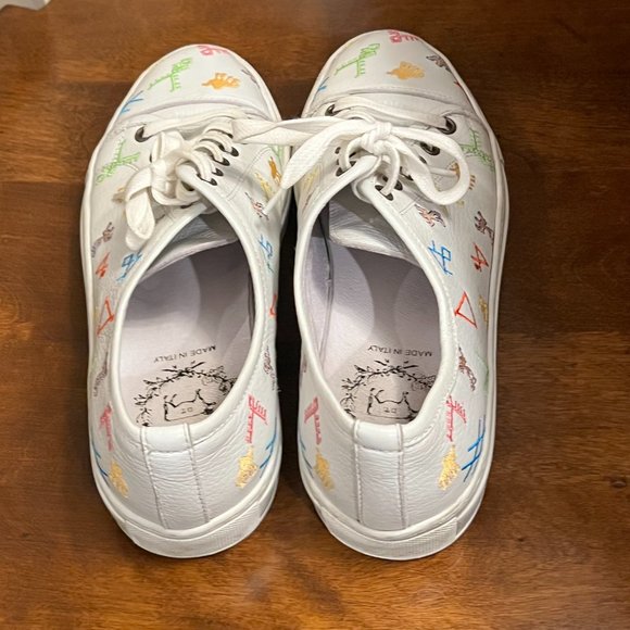 Del Toro Embroidered Leather Moroccan Theme Lace Up Low Top Sneakers 7 - Picture 3 of 13